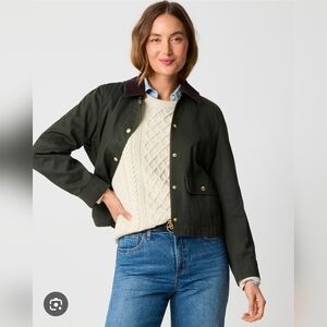J. Crew Olive Field Jacket with Corduroy Collar